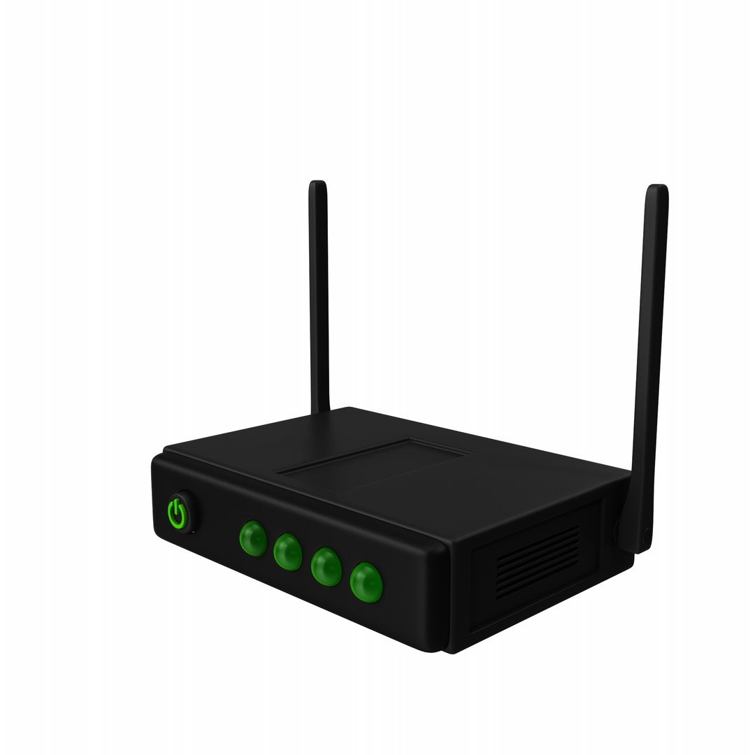 3D Cartoon Black Wireless Router - TurboSquid 2331751