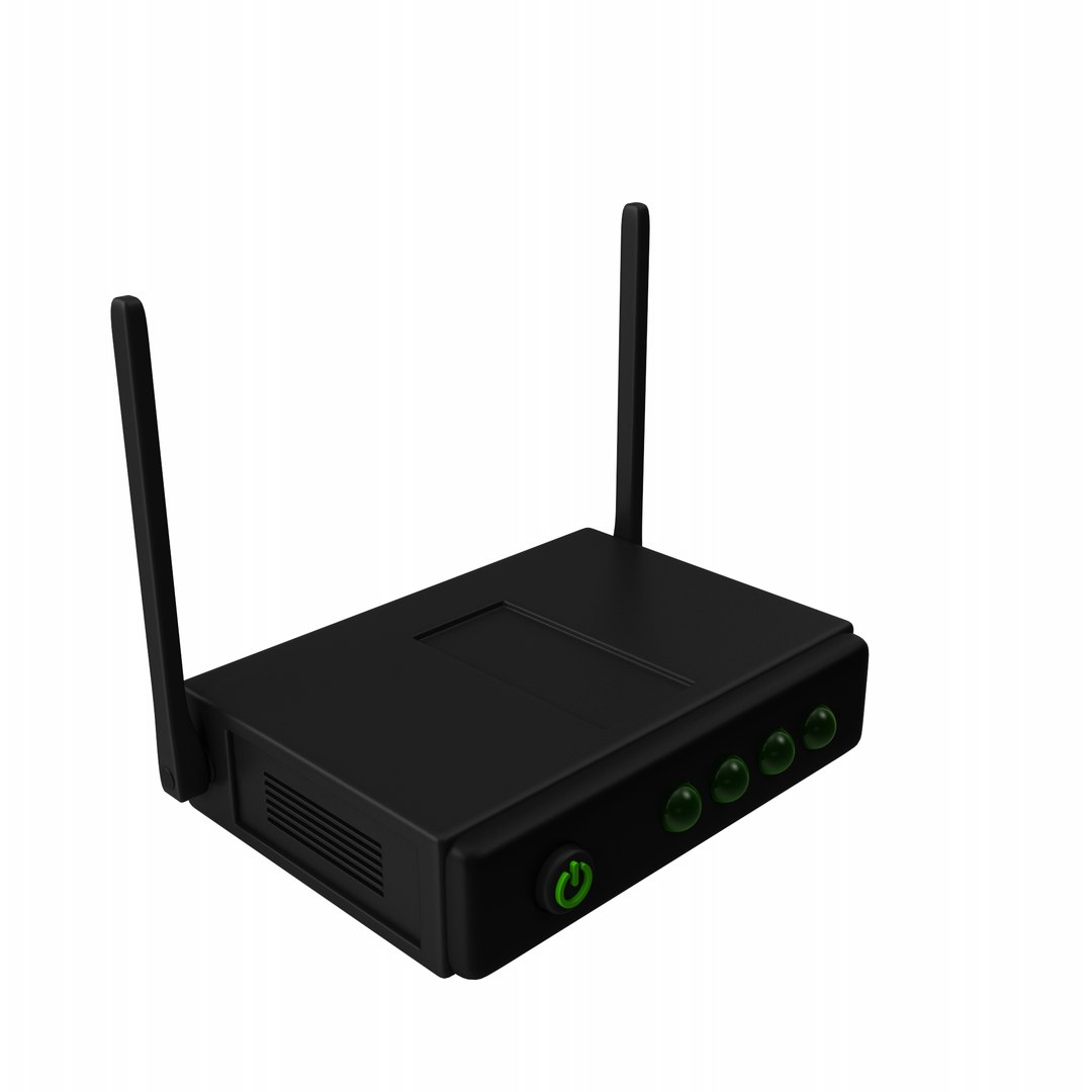 3D Cartoon Black Wireless Router - TurboSquid 2331751