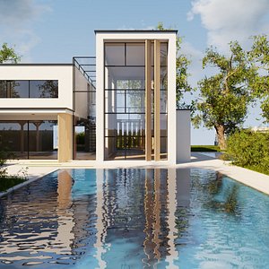 Modern villa 2021 Blender Eevee and Cycles 2 without furniture 3D model