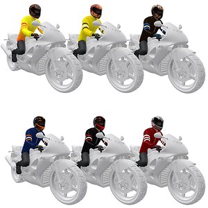 pack rigged biker 3d model