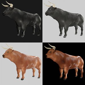 3D black brown bull