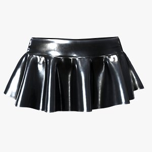 3D Ruffled Micro Leather Skirt