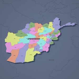 Afghanistan Admin 1 3D Map - LatLong model