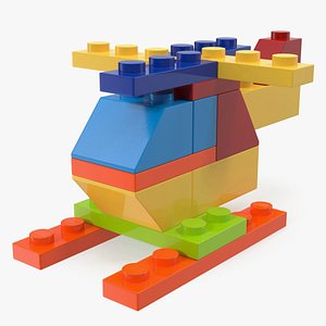 3D toy helicopter lego bricks model