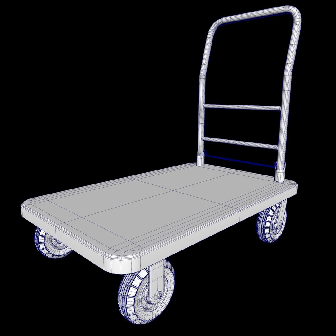 Heavy Duty Industrial Push Wheel Platform Truck 3D Model - TurboSquid
