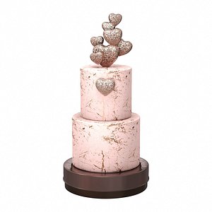 Two Tier Cake with Hearts decor