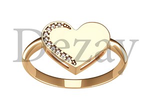 Gold heart diamond rings 3D