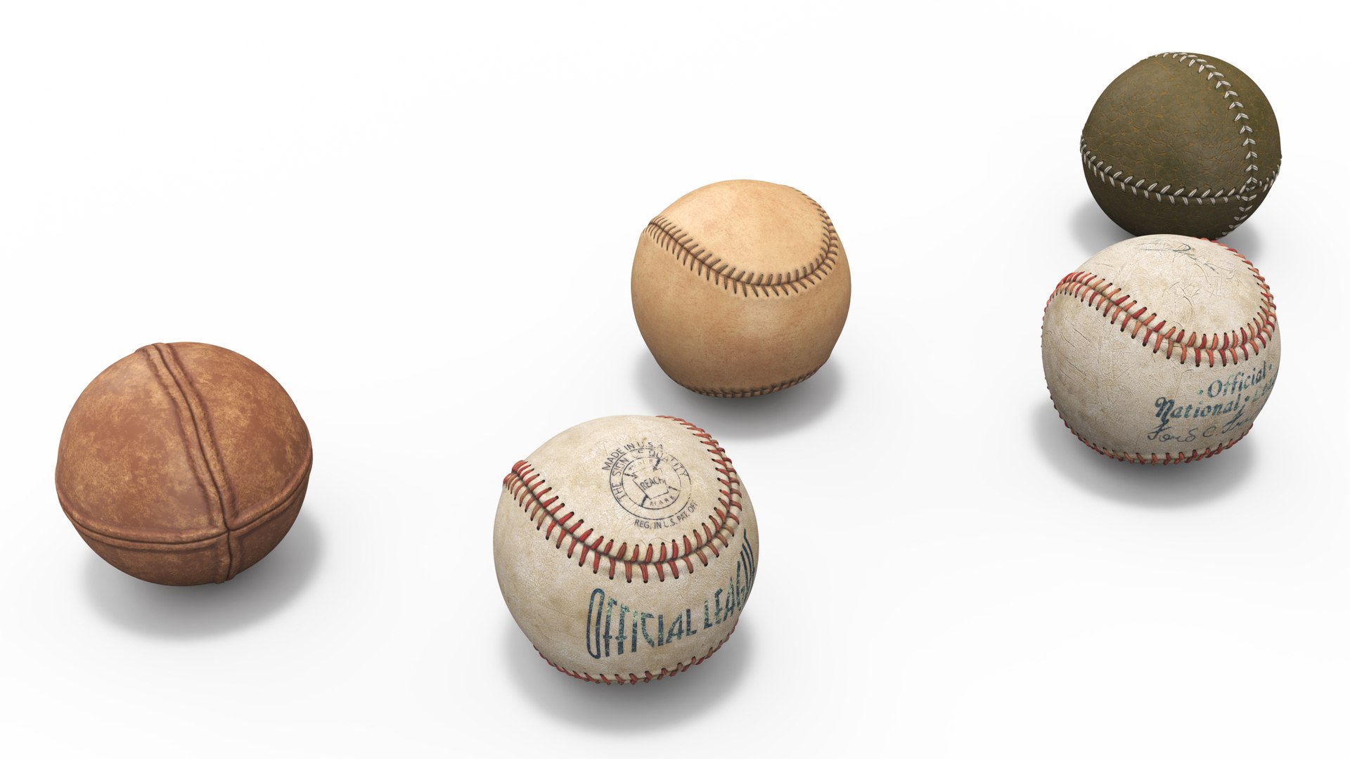 Historical Baseballs set 3D model preview