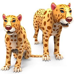 3D leopard rigged animation