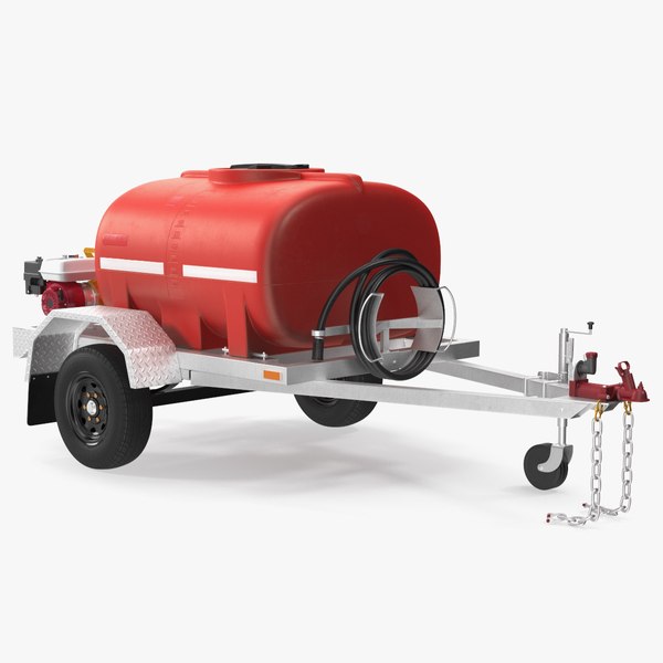 Portable Fire Tank Trailer with Pump Rigged 3D model