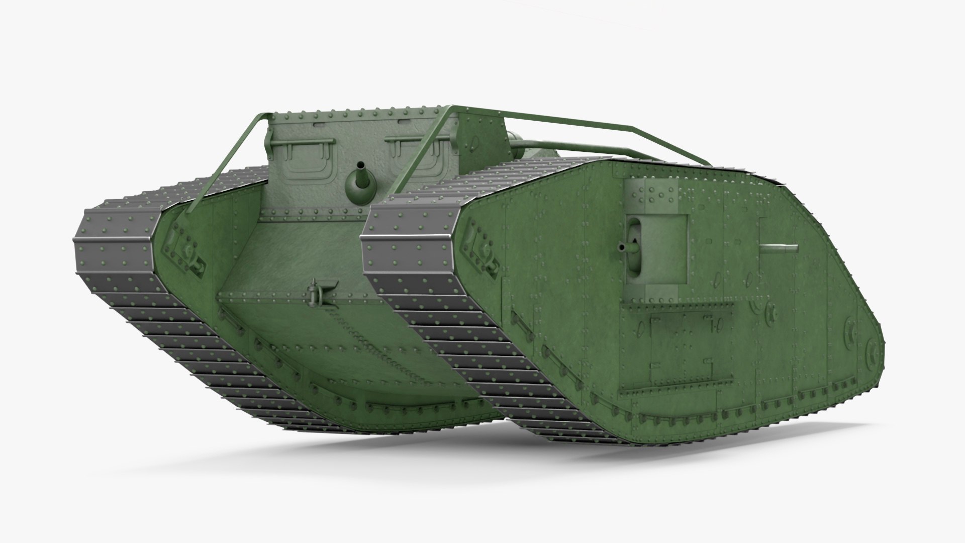 Tank MK 4 Female Green Rigged for Cinema 4D 3D model preview