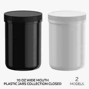 3D 70 oz Wide Mouth Plastic Jars Collection Closed - 2 models