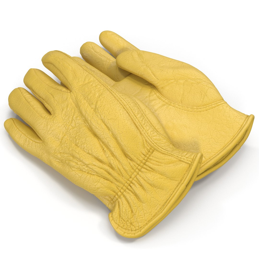 Leather Work Gloves 3D model preview