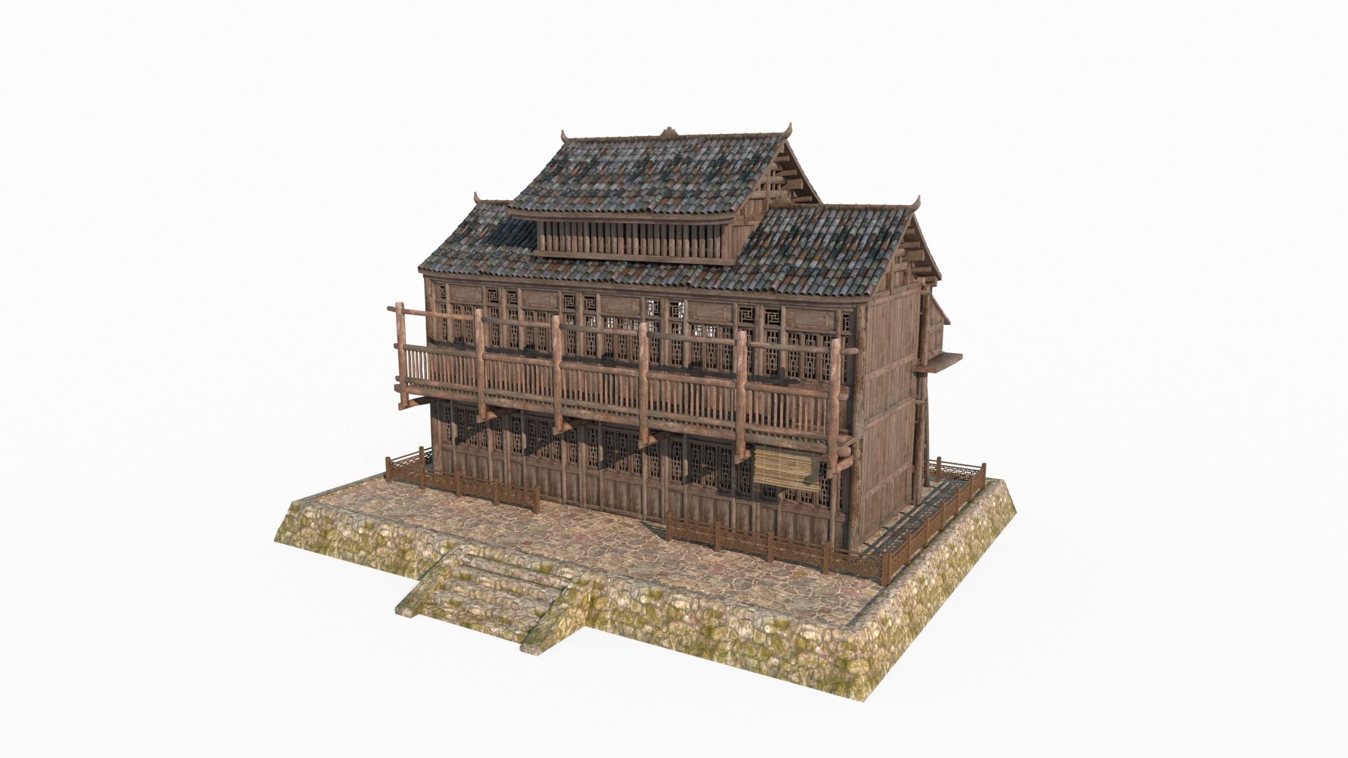 3D Model Asian Ancient Architecture Roadside Tavern - TurboSquid 2109436