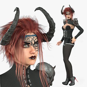Realistic Rigged Demon Infernal Female Character