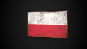Old Picture Frame With Poland Flag - Game Ready PBR Low-poly 3D Model