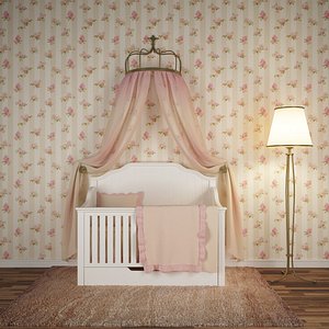 Chic crib with bedding