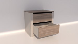 Nordic Calm Modern Two-Drawer Nightstand 3D model 3D model