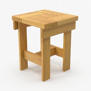 wooden stool wood 3D model