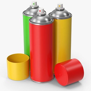 Colored Paint Spray Cans 3D model