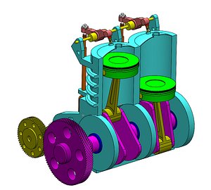 3D TWO STROKE ENGINE model