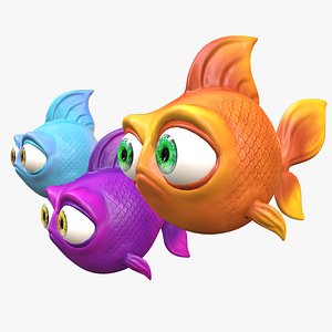 Cartoon Fish With Rig on Maya 3D model