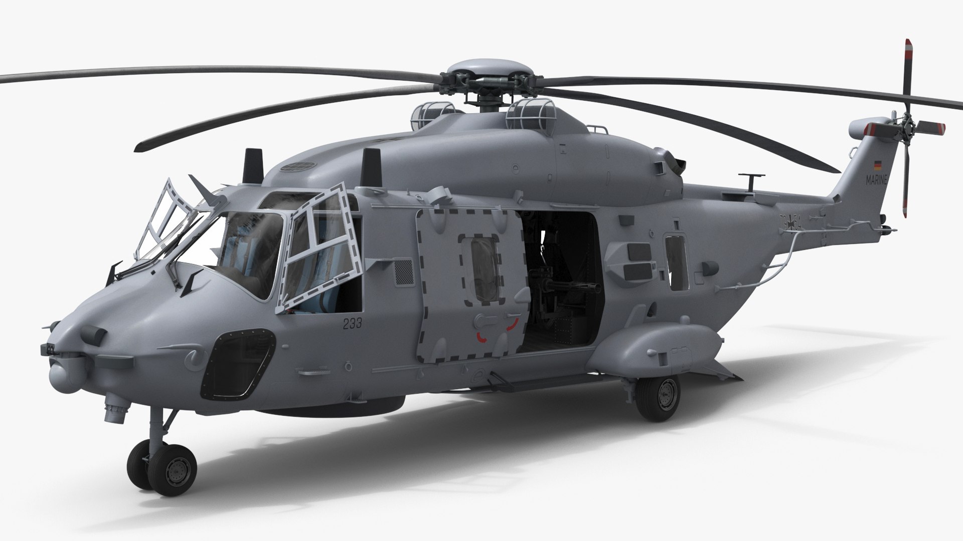 NH90 Naval Transport Helicopter Light Grey with Interior 3D model preview