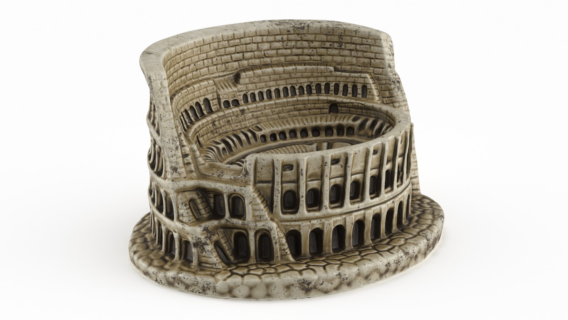 Decorative Plaster Colosseum Statue with Darkening 3D model preview