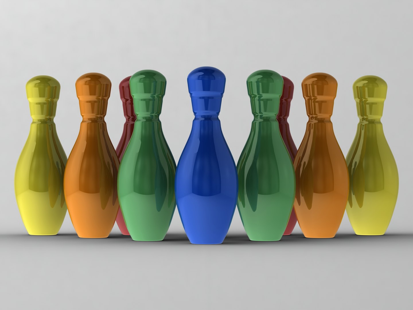 3D Colored Plastic Bowling Pin Set model TurboSquid 2162558