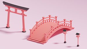 Japanese Bridge Street Lamp Torii Gate