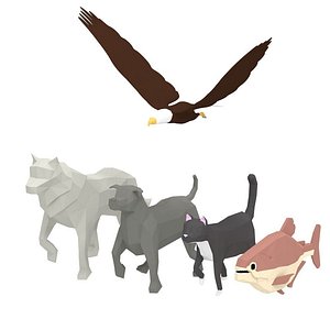 Animal Pack Animated Low-poly 3D model