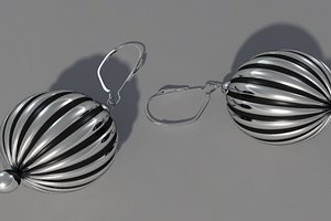 3ds max silver ball earrings