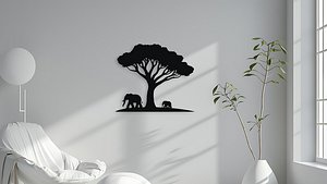 3D African Savanna Silhouette