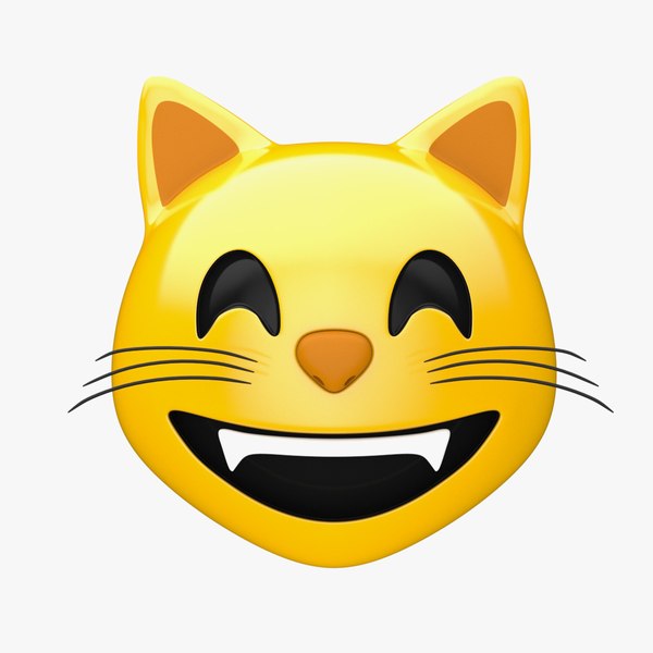 3D Apple Grinning Cat with Smiling Eyes