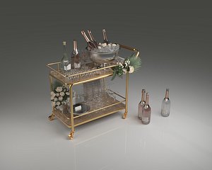 3D model champagne wine trolly