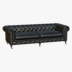 Chesterfield Leather Sofa Black New Design