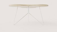 Organic Flower-Shaped Wood Coffee Table with Metal Wire Base