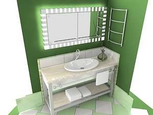 bathroom furniture table mirror 3d model