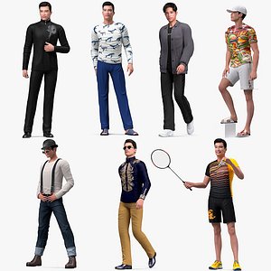 Rigged Asian Men Collection 5 for Cinema 4D 3D model