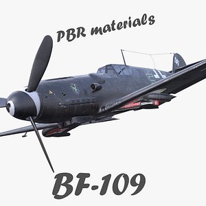 BF-109 German fighter PBR materials 3D model(1)(1)