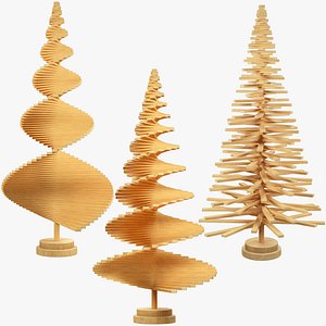 Wooden Christmas Trees Collection V2 3D model