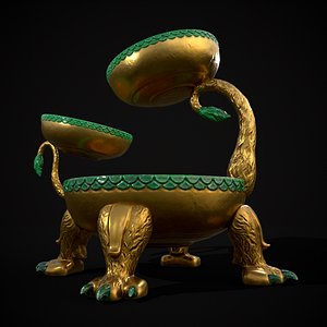 3D Triple Jade Cauldron model