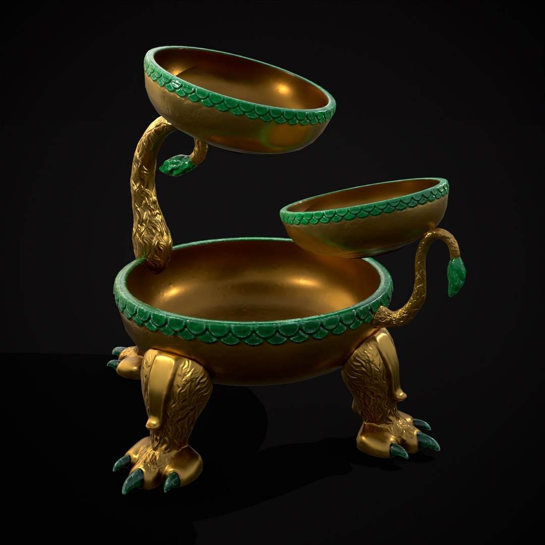 3D Triple Jade Cauldron model - TurboSquid 2133549