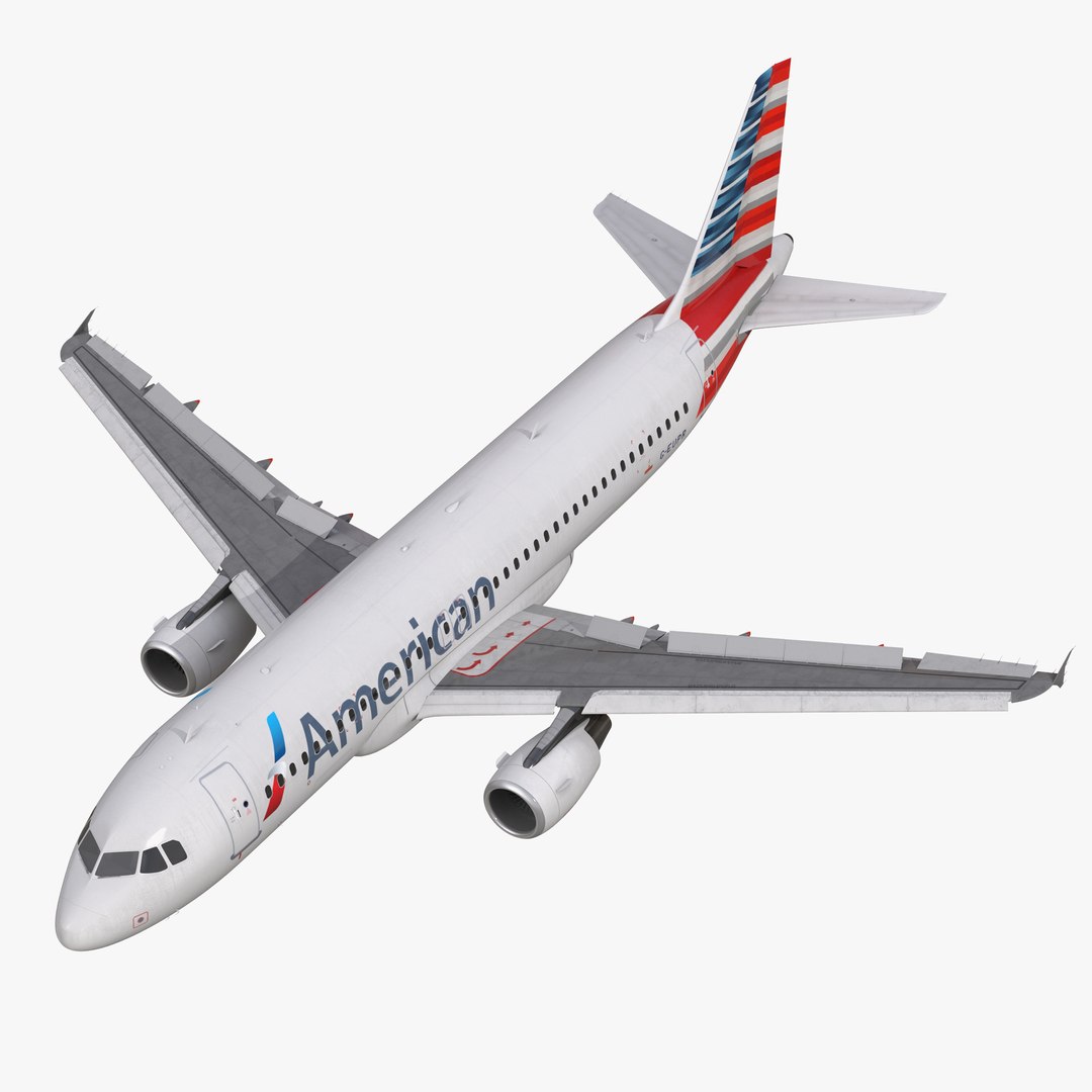 Airbus A320 American Airlines Rigged 3D model preview