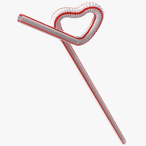 Heart Shaped Drinking Straw with Stripes 3D model