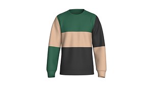 Men 3 Ton Color Block Sweatshirt 3D model