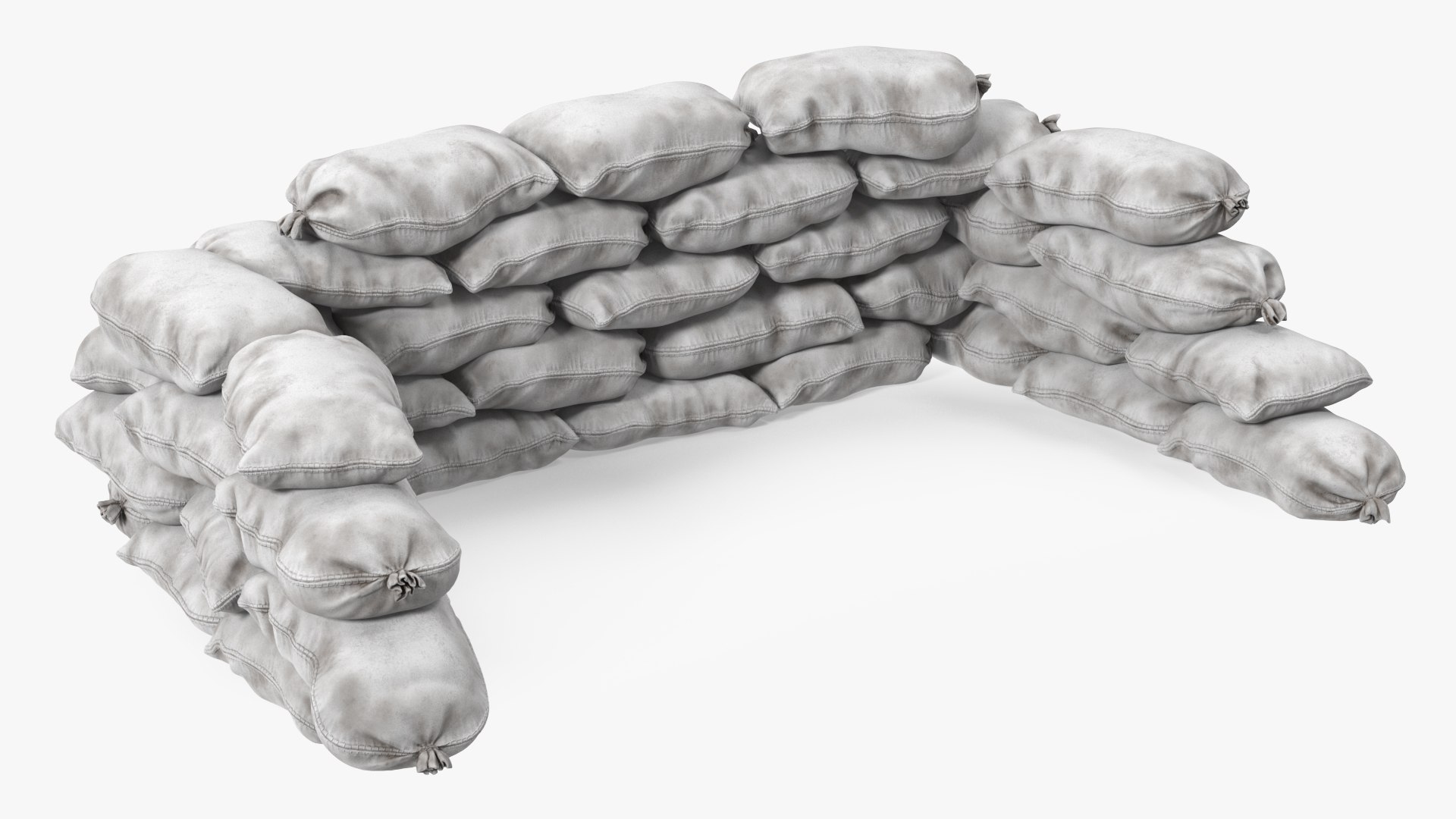 Sandbag Barricade White Dirty 3D model preview