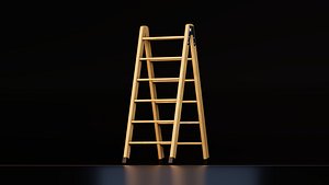 Wooden Folding Step Ladder 3D model