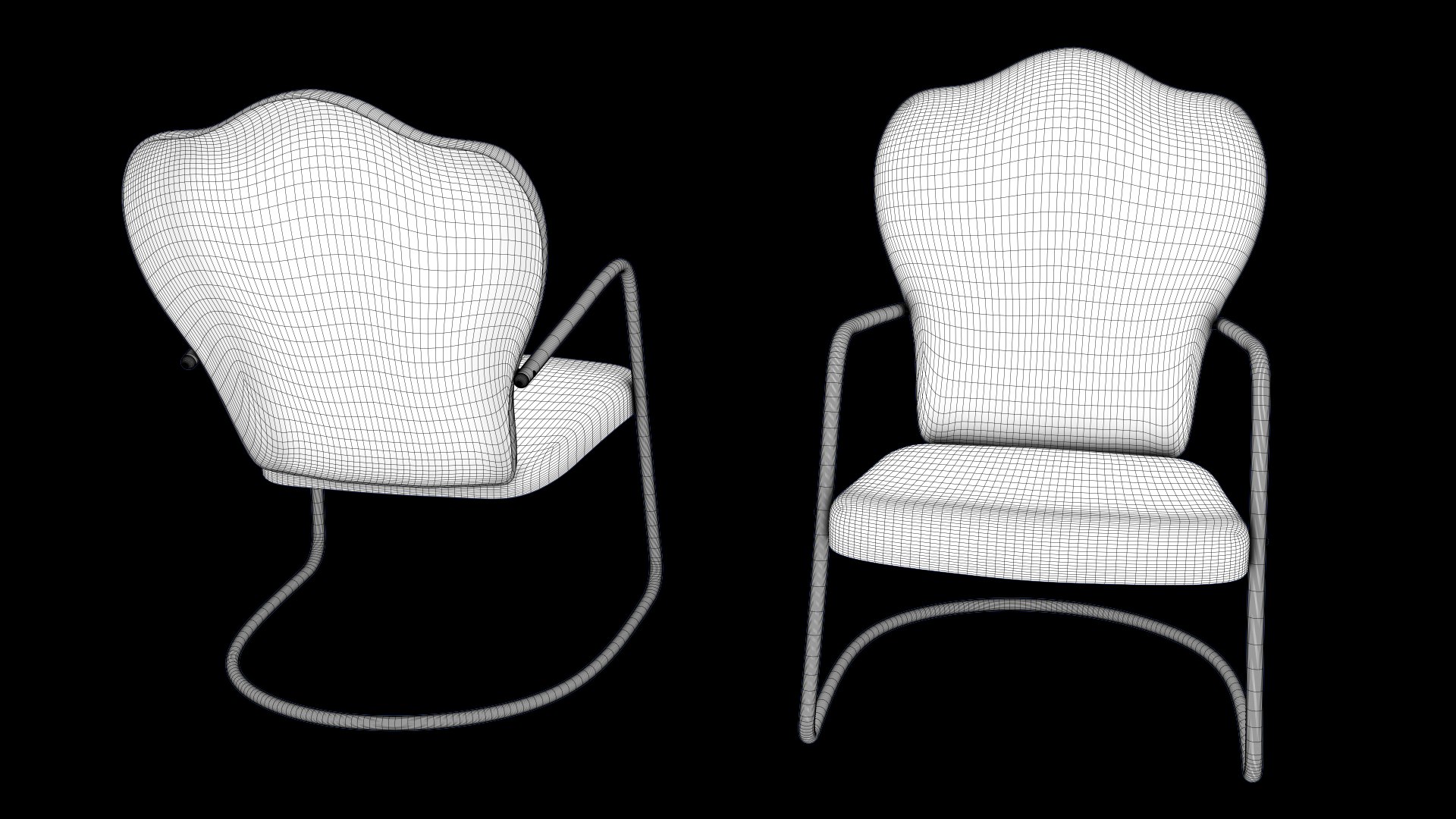 retro metal lawn chair 3d model