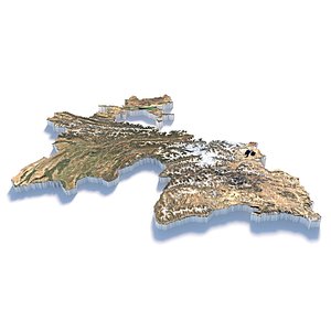 3D Tajikistan Terrain Map model
